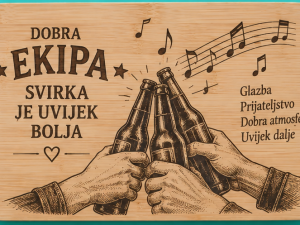 Gravirana bambusova ploča – Dobra ekipa – svirka je uvijek bolja