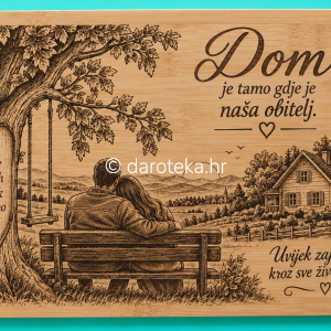 Gravirana bambusova ploča – Dom je tamo gdje je naša obitelj