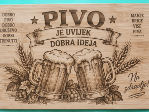 Gravirana bambusova ploča – Pivo je uvijek dobra ideja
