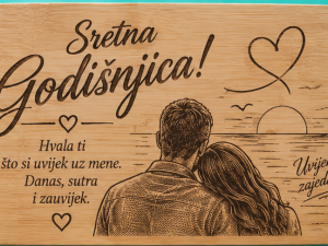 Gravirana bambusova ploča – Sretna godišnjica