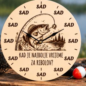 Drveni sat "Kad je najbolje vrijeme za ribolov?"
